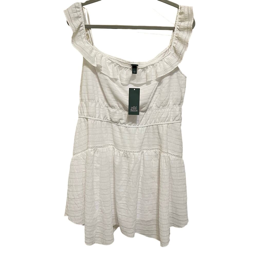 NEW White Ruffle Women's Dress Tiered Fairy Cottagecore Flowy Plus Size XXL Boho - Picture 8 of 8